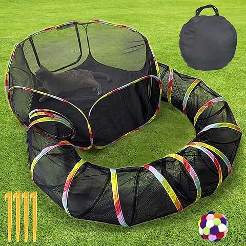 Outdoor Cat Playpen with Tent, Toy Ball, and Storage