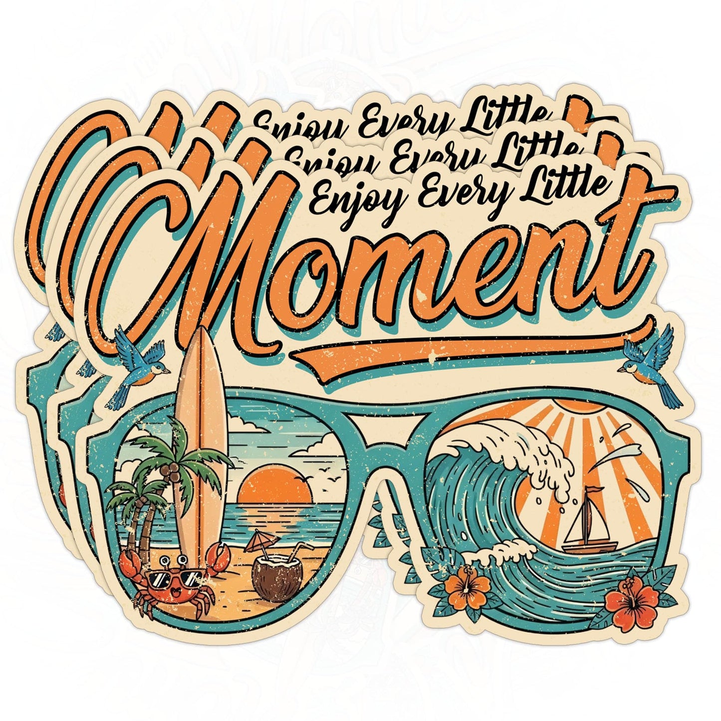 Set of three waterproof vinyl stickers, 3 inches each