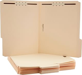 Letter Size Manila File Folders with Fasteners, 100-Pack