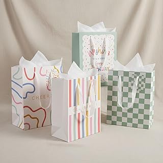 Set of 4 Medium Gift Bags with Handles and Accessories