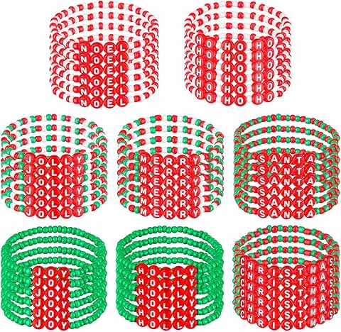 48 Christmas Beaded Bracelets for Women Gift Set