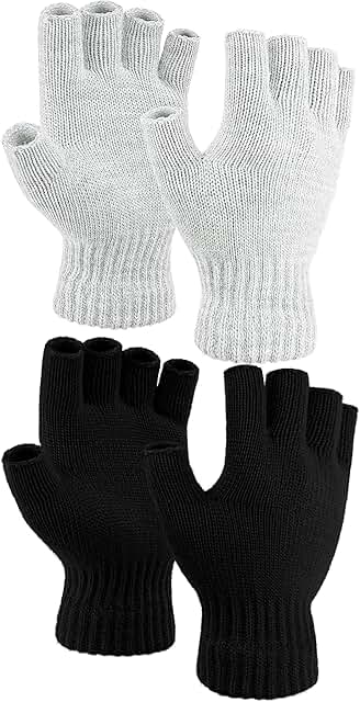Thick Cashmere Half Finger Gloves for Men and Women