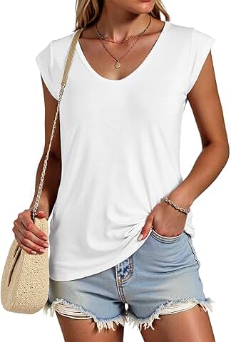 Women's Cap Sleeve Summer Casual V-Neck Tank Top