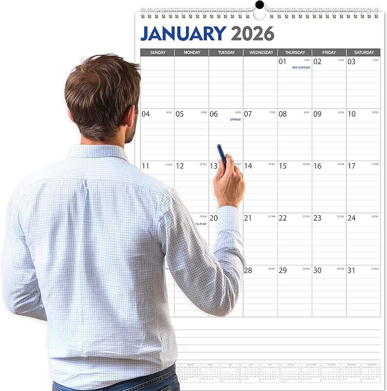 Large 2026-2027 Wall Calendar, 20"x30" Vertical Planner