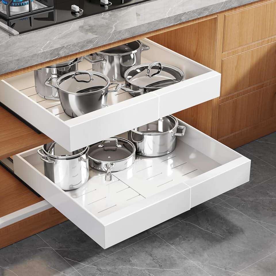 Expandable pull-out cabinet organizer with slide rails