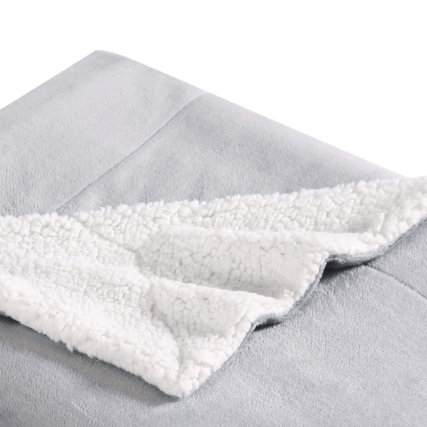Ultra-Plush Throw Blanket  Reversible Sherpa Fleece Cover, Soft  Cozy, Perfect for Bed or Couch, King, Chrome Grey