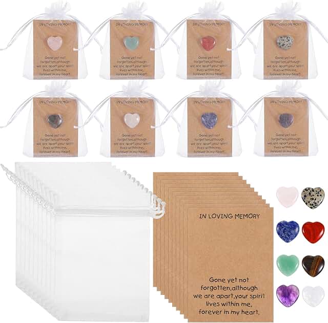 50 Celebration of Life Gift Sets with Heart Stones and Cards