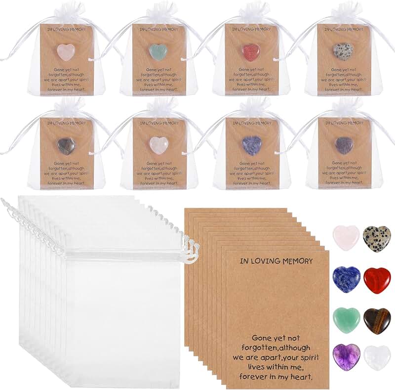50 Celebration of Life Gift Sets with Heart Stones and Cards