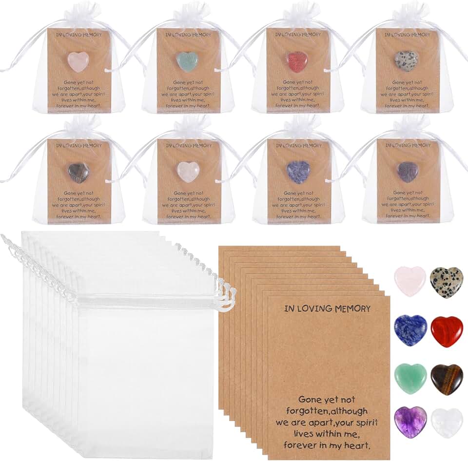 50 Celebration of Life Gift Sets with Heart Stones and Cards