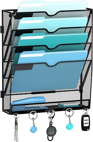 5-Tier Wall File Organizer with Hooks