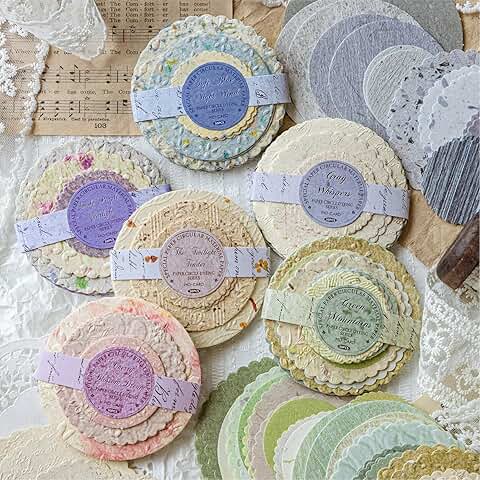 300pcs Retro Round Letterpress Scrapbooking Paper