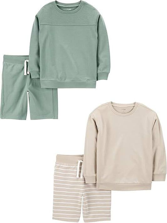 Boys' 4-Piece French Terry Shirt and Shorts Set