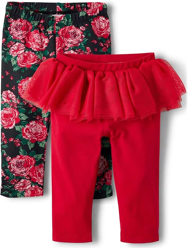 Baby Girl Ruffle Tutu Leggings, Floral 2-Pack