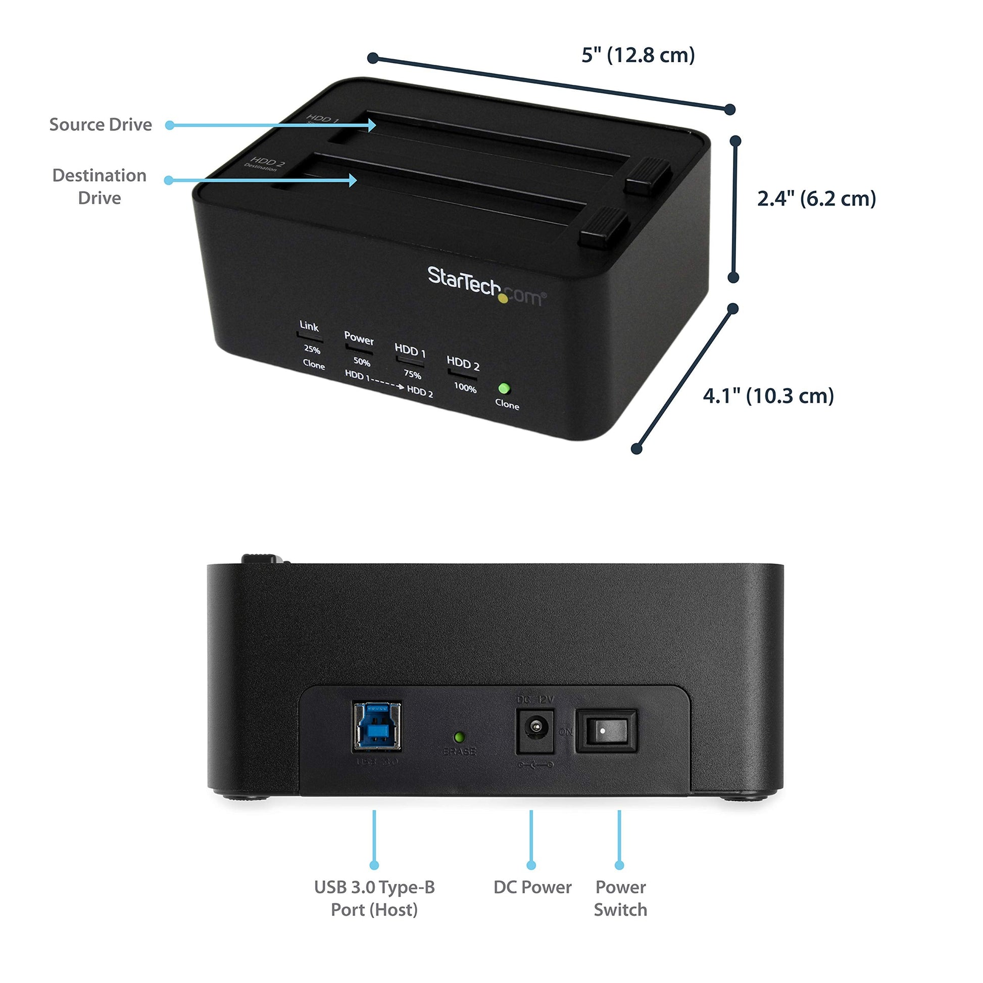 .com Dual Bay Hard Drive Duplicator And Eraser, Standalone SATA HDD/SSD Cloner/Copier, USB 3.0 To SATA Docking Station, Hard Drive Duplicator And Sanitizer Dock (SATDOCK2REU3)