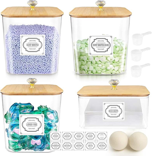 Laundry Labels for Jars and Storage Bins, 136 Pack