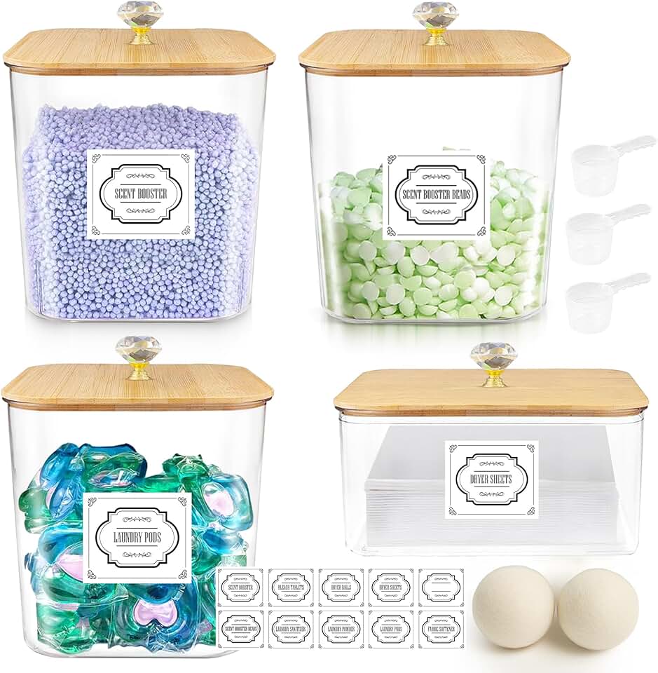Set of 4 Laundry Detergent Dispensers with 2 Dryer Balls