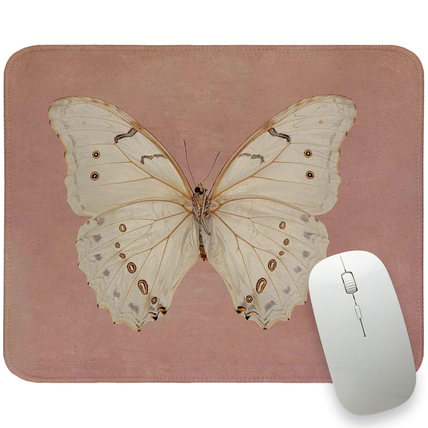 Pink Butterfly Mouse Pad for Desk Decor 8x10 in
