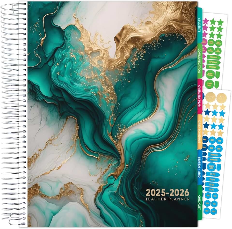 Deluxe Teacher Planner 2025-2026 with Calendar and Tabs