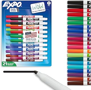 Set of 21 Vibrant Fine Tip Dry Erase Markers