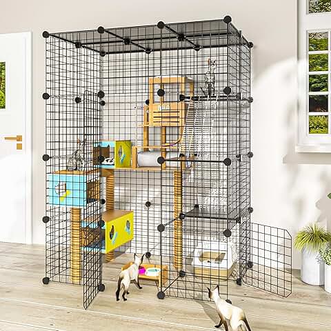 Large Cat Enclosure for 1-3 Cats, Indoor & Outdoor