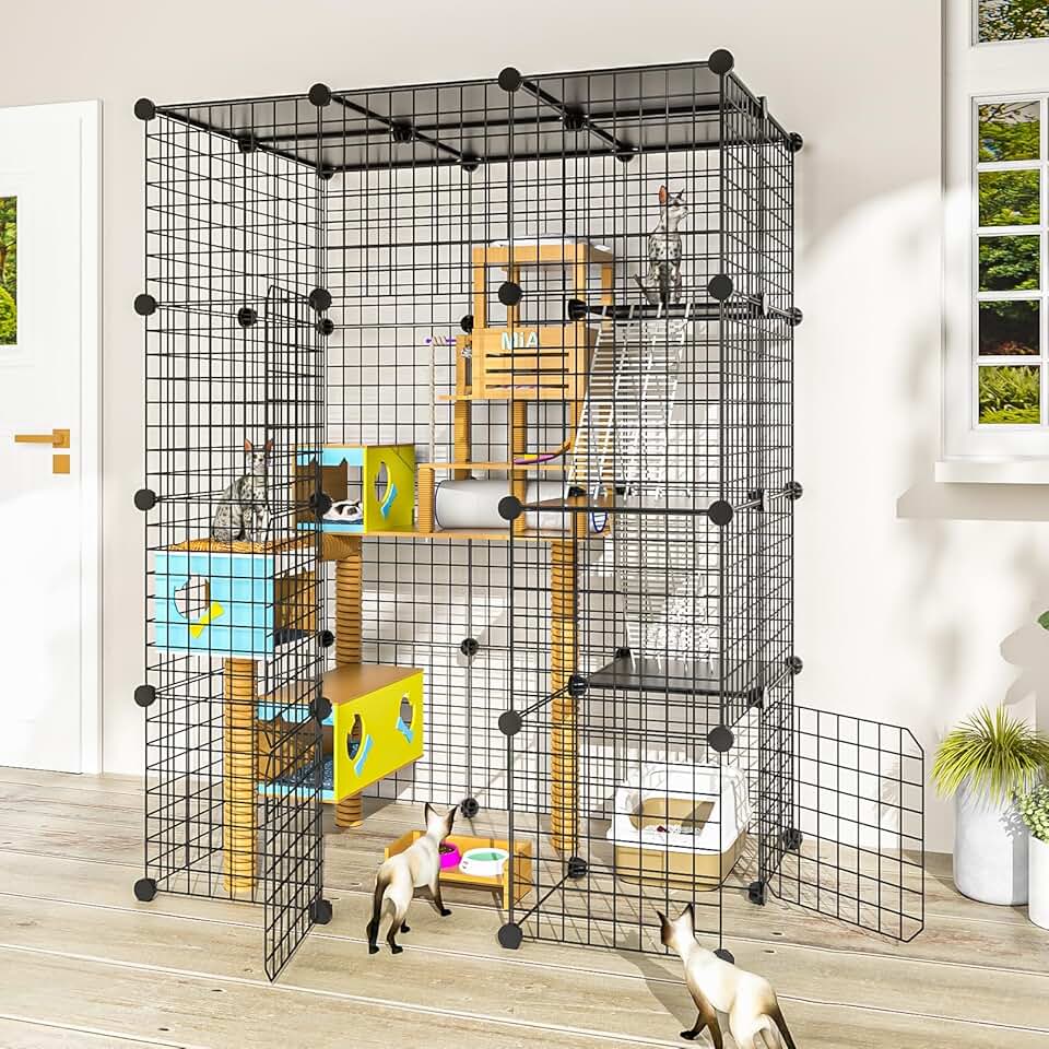 Large Cat Enclosure for 1-3 Cats, Indoor & Outdoor