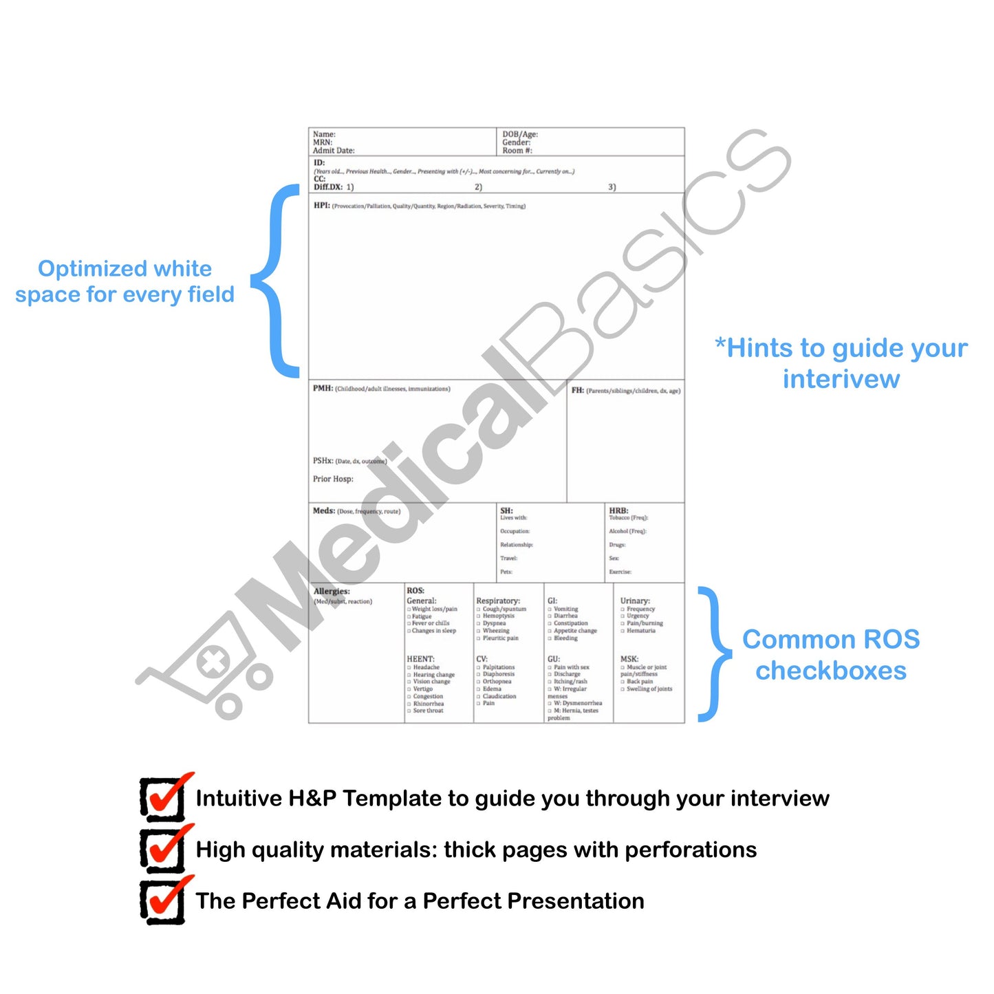 Three Medical History and Physical Notebooks with 100 Templates