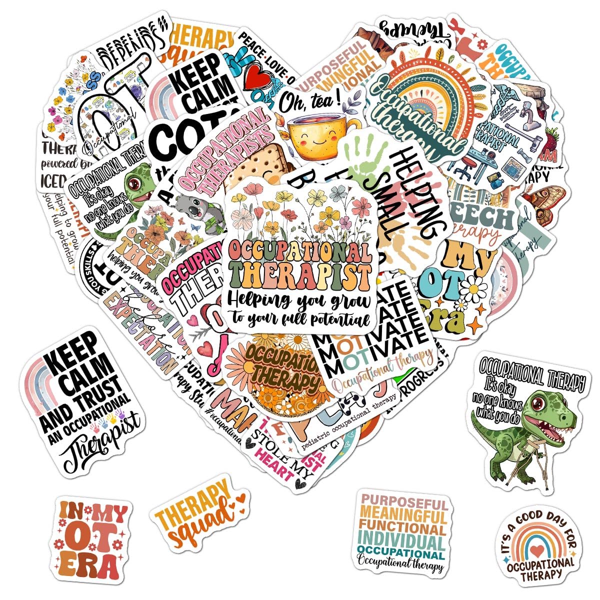 50 Waterproof Occupational Therapy Stickers for Water Bottles and More