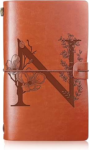 Leather Travel Journal with Monogram for Writing and Gifts
