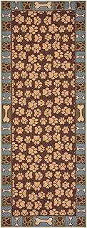 Pet Paw and Bone Printed Rubber Runner Rug, 23" x 7'