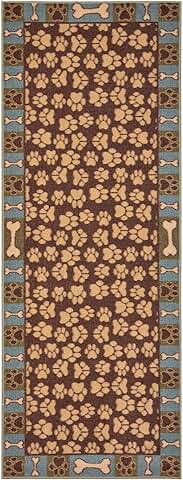 Pet Paw and Bone Printed Rubber Runner Rug, 23" x 7'