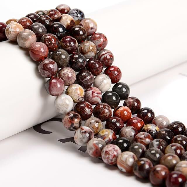 8mm 95pcs Natural Laguna Lace Agate Beads for Jewelry