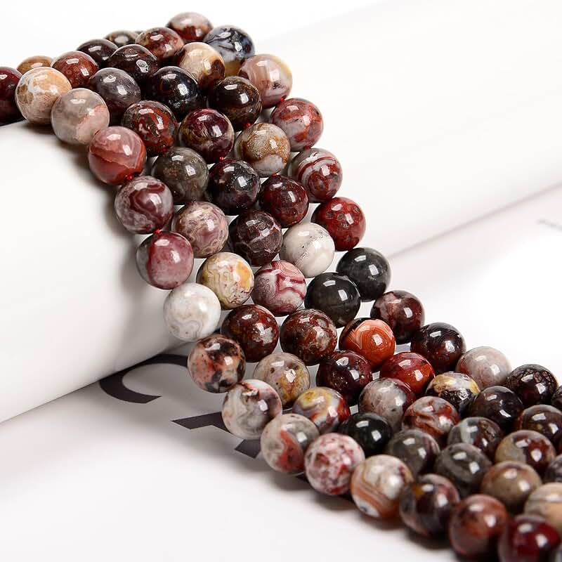8mm 95pcs Natural Laguna Lace Agate Beads for Jewelry