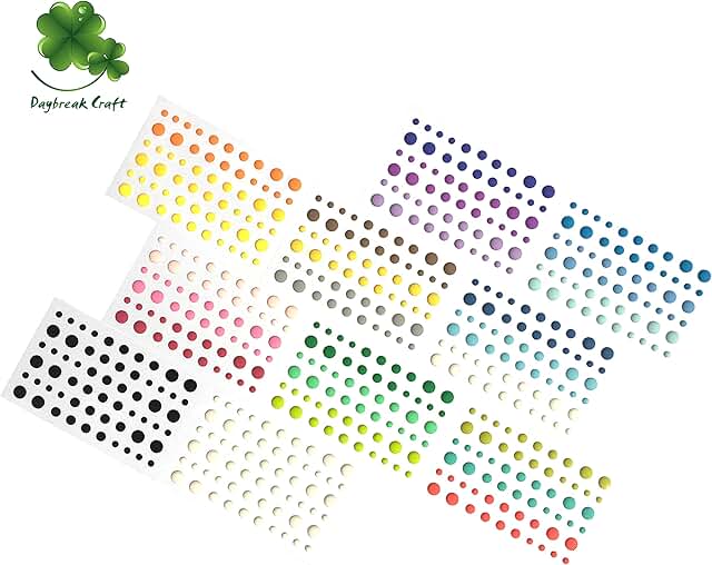 60 Self-Adhesive Matte Enamel Dots Sheets Pack of 10