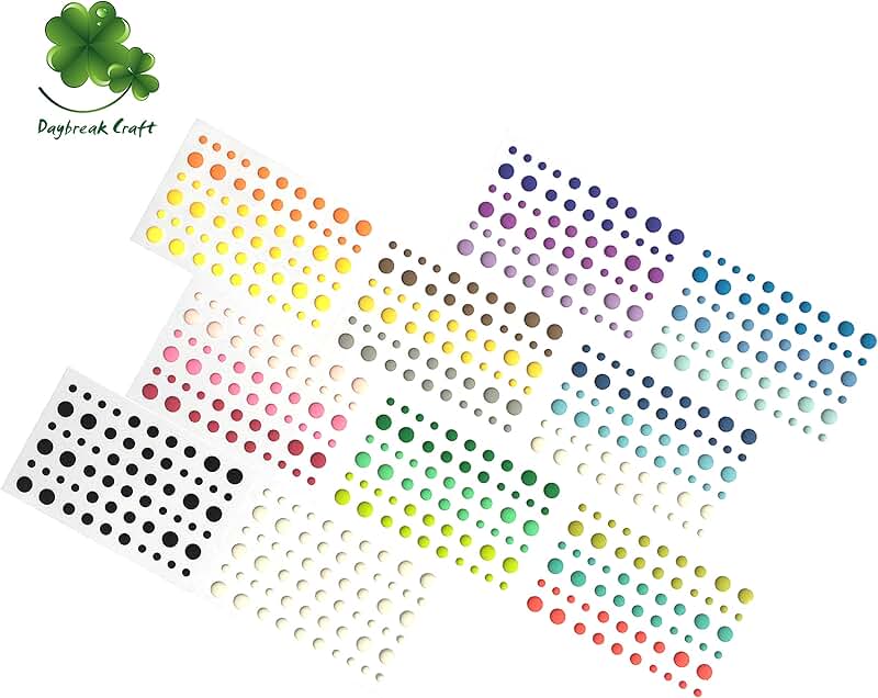 60 Self-Adhesive Matte Enamel Dots Sheets Pack of 10