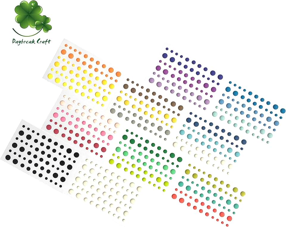 60 Self-Adhesive Matte Enamel Dots Sheets Pack of 10