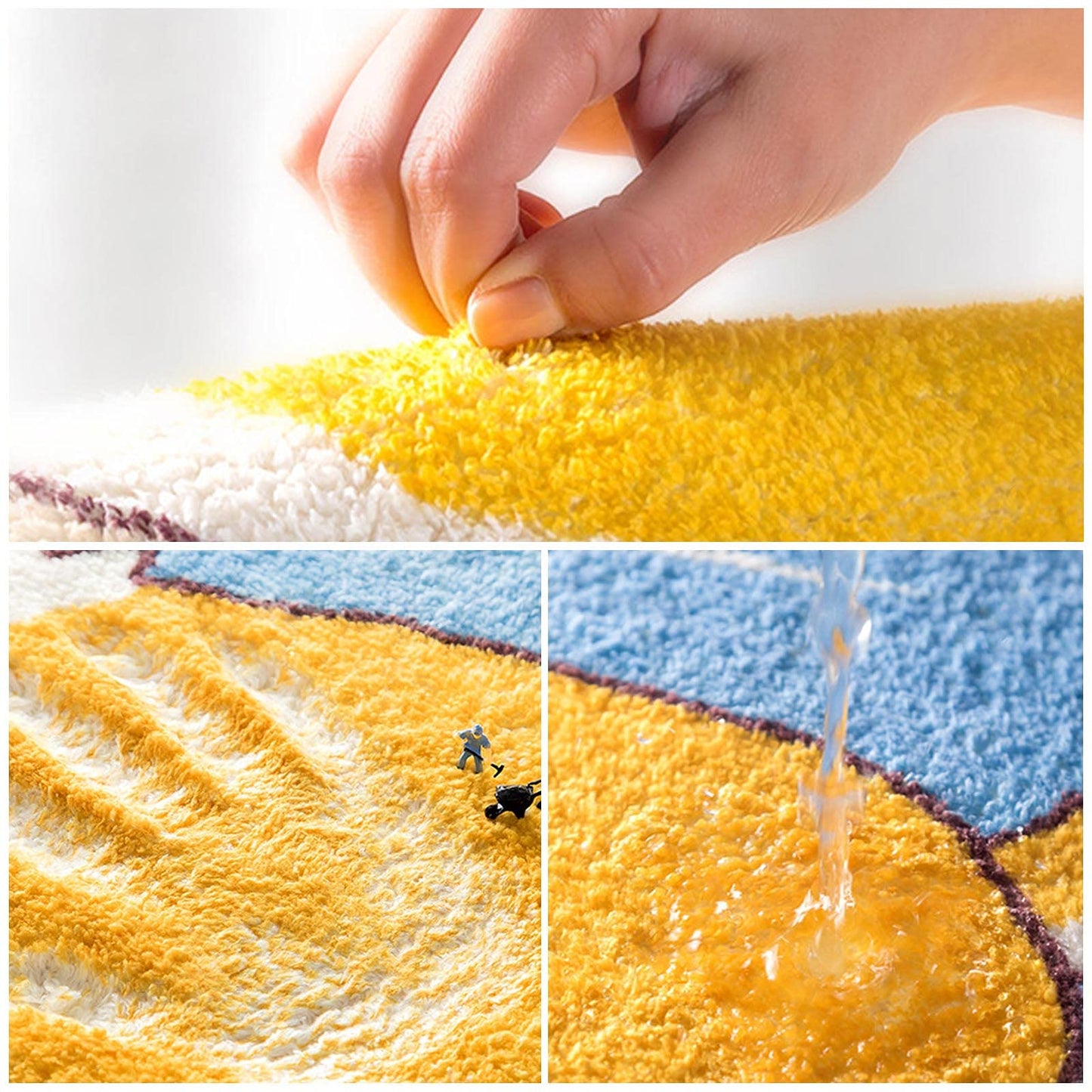 Sunflower Kitchen Mat Set of 2, Bright Sunflower on Black White Buffalo Plaid Check Summer Microfiber Kitchen Rug TPR Non- Backing Doormat Runner Rug Set Floor Mat, 16" x 24"+16" x 48")