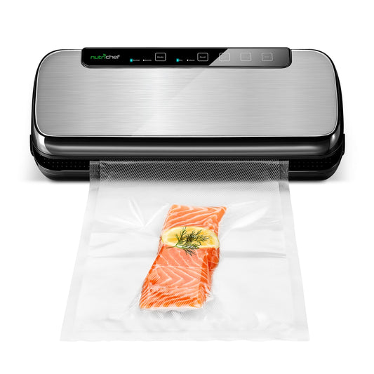 PKVS Sealer  Automatic Vacuum Air Sealing System Preservation w/Starter Kit  Compact Design  Lab Tested  Dry  Moist Food Modes  Led Indicator Lights, 12", Stainless Steel