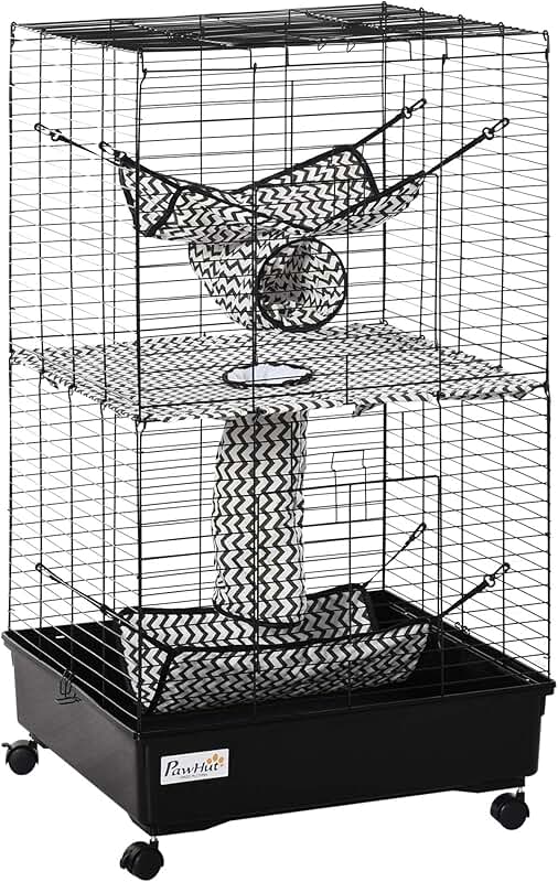 Small Animal Cage with Tunnels and Wheels