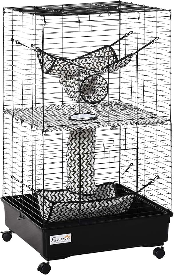 Small Animal Cage with Tunnels and Wheels