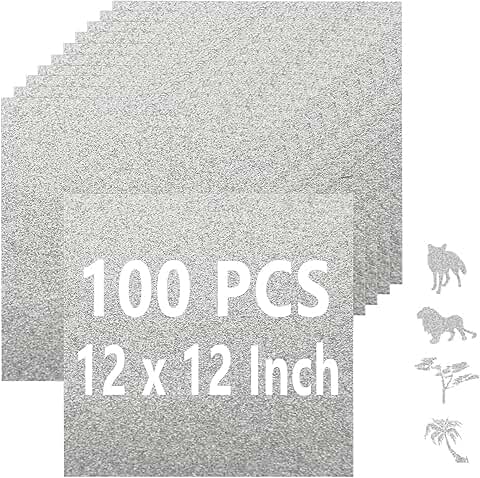 Silver Glitter Cardstock, 12x12, 100 Sheets