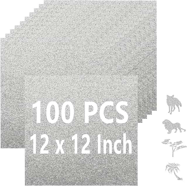 Silver Glitter Cardstock, 12x12, 100 Sheets