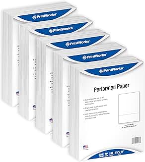 Horizontal Perforated Paper, 8.5 x 11, 2500 Sheets