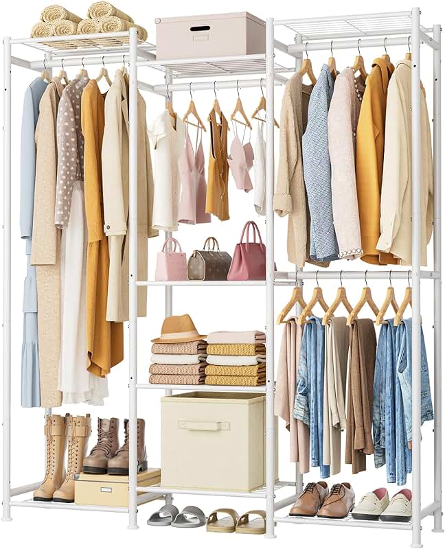 Portable 4-Space Wardrobe Closet Organizer in White