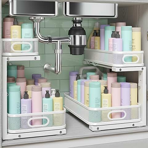 Two-Piece Under Sink Organizer with Adjustable Shelves