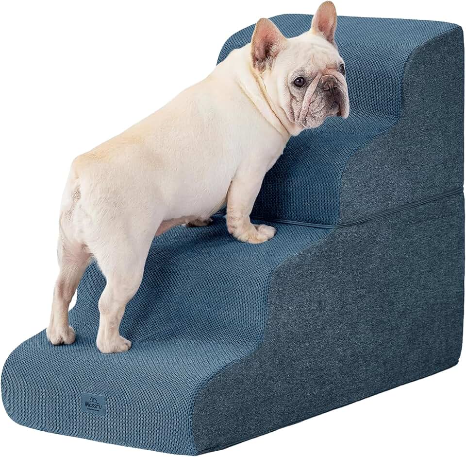 Navy Blue 4-Step Dog and Cat Bed Stairs
