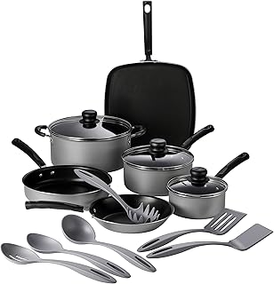 15-Piece Nonstick Cookware Set with Lids and Utensils