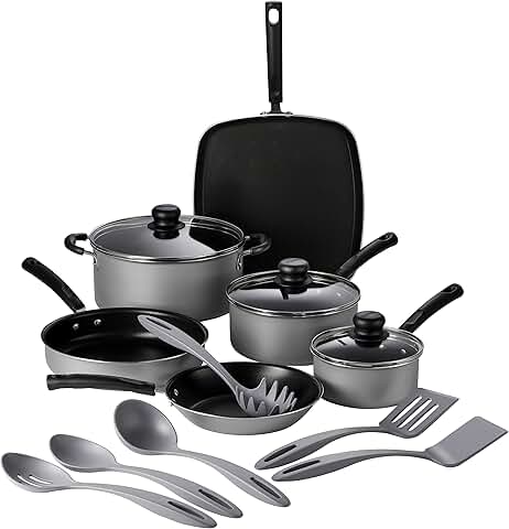 15-Piece Nonstick Cookware Set with Lids and Utensils