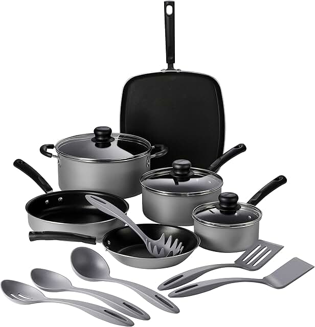 15-Piece Nonstick Cookware Set with Lids and Utensils