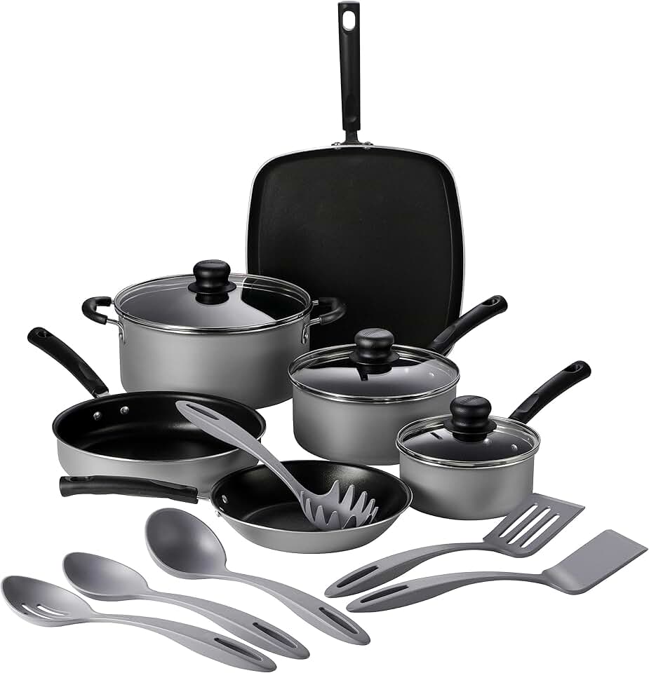 15-Piece Nonstick Cookware Set with Lids and Utensils
