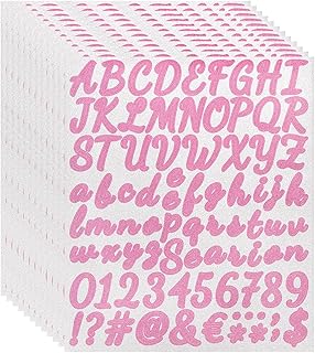 Pink glitter letter and number sticker set for crafts